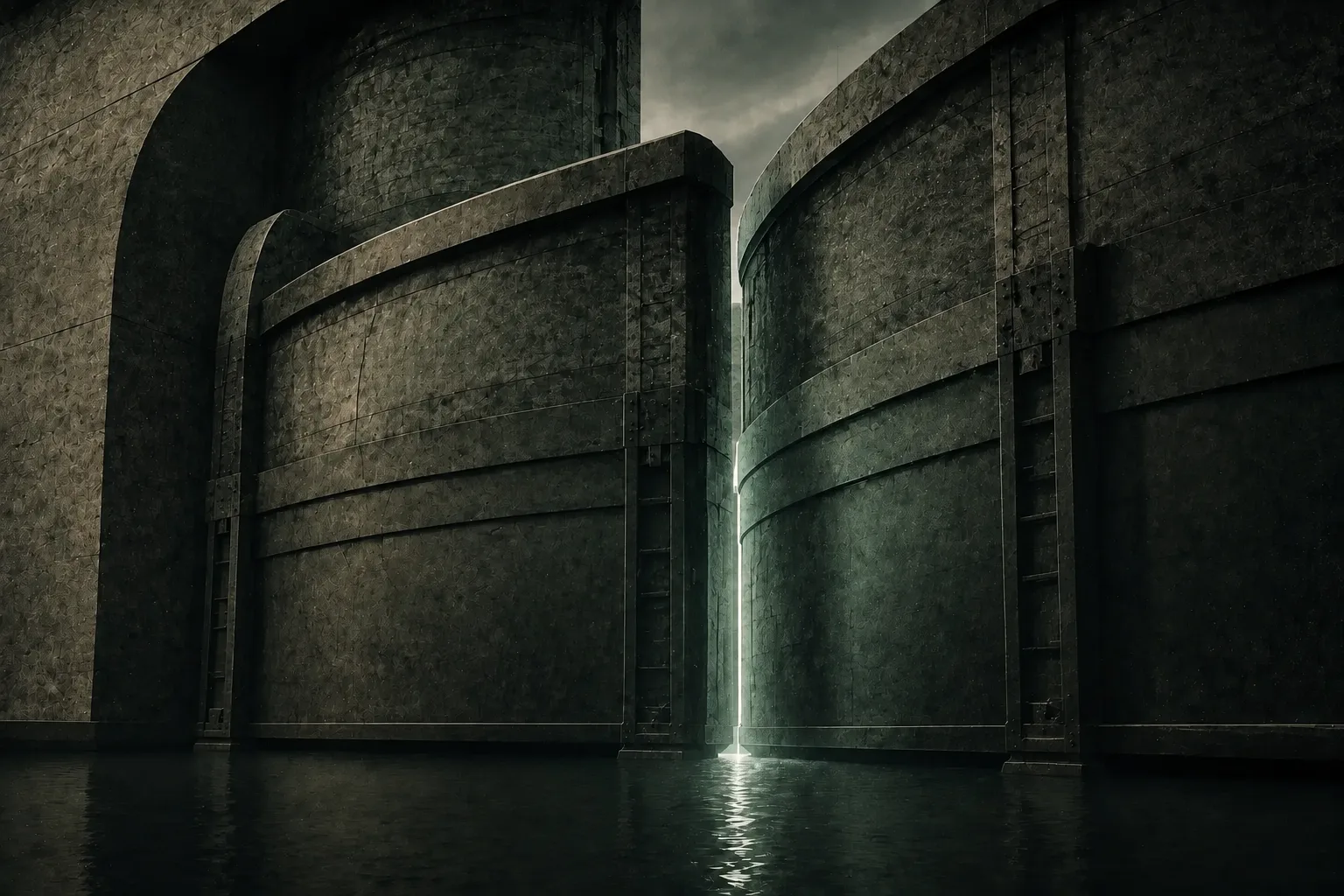 A water lock with separated chambers illustrates how identity and permission boundaries should constrain records before retrieval.
